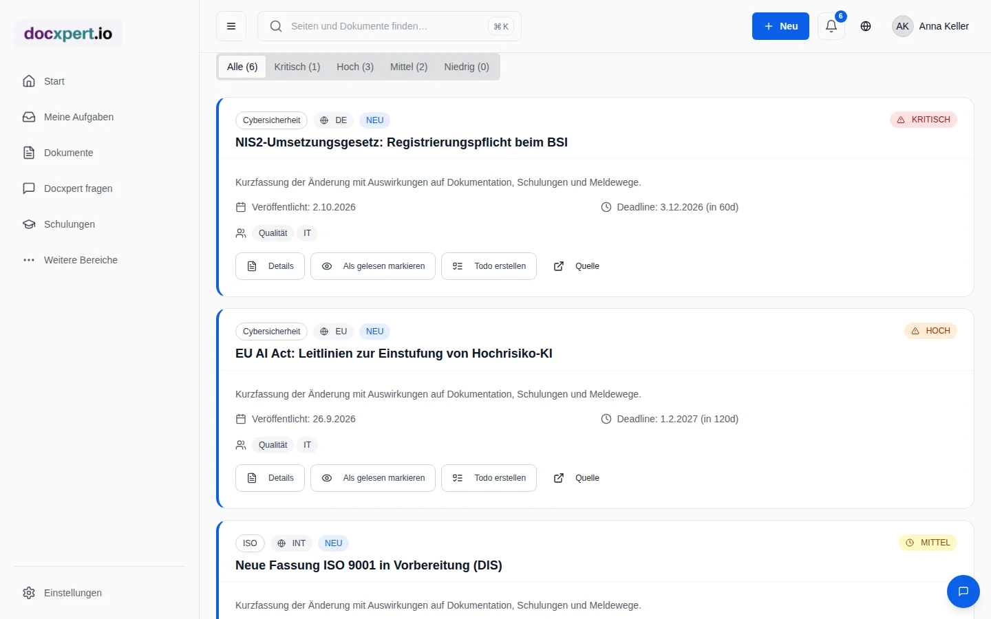 Regulatorischer Radar mit Änderungen aus Umwelt- und Arbeitsrecht